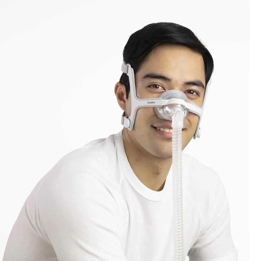 ResMed AirTouch N20 Nasal CPAP Mask with Headgear on Person